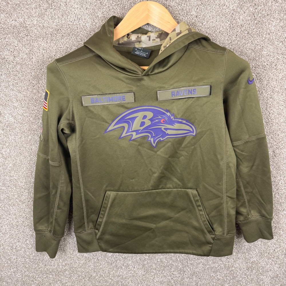 Nike Baltimore Ravens NFL Salute to Service‎ Hoodie Green Youth Size Medium